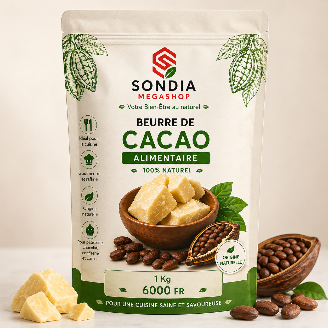 Beurre de cacao alimentaire